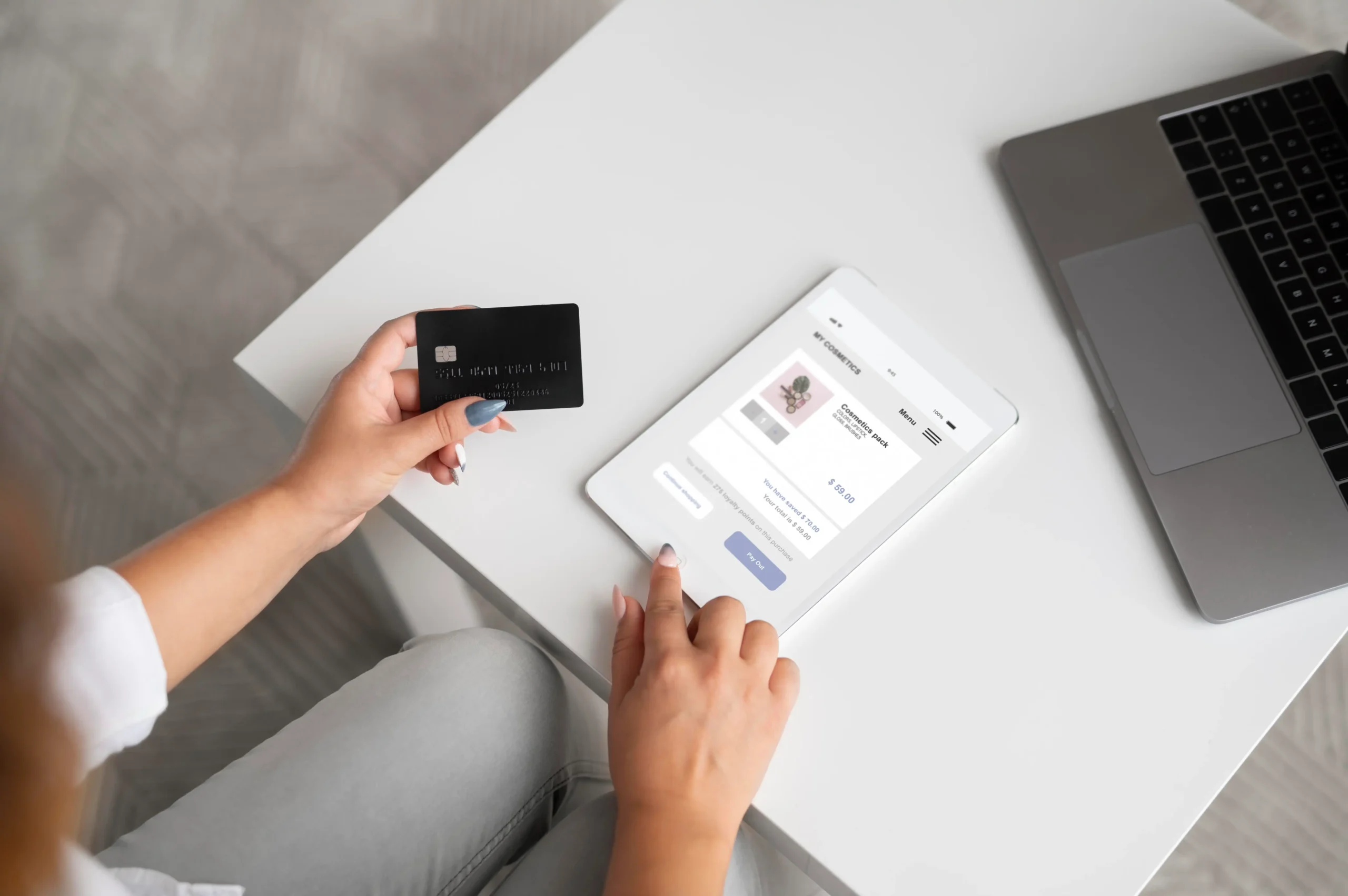 Patient verifying credit card for electronic fund transfer payment